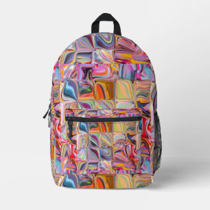 Wavy Squares of Time Printed Backpack