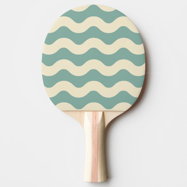 Wavy Stripe Aqua Reef Colour Ping Pong Paddle (Front)