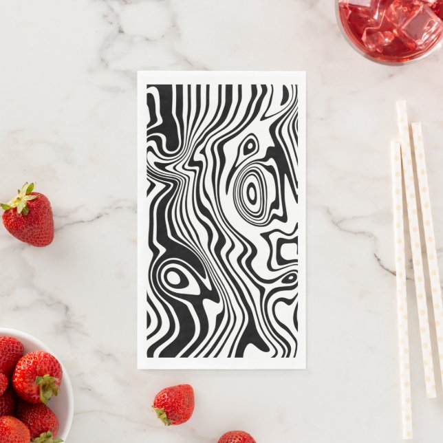 Wavy Stripe Black White Napkins (Insitu)