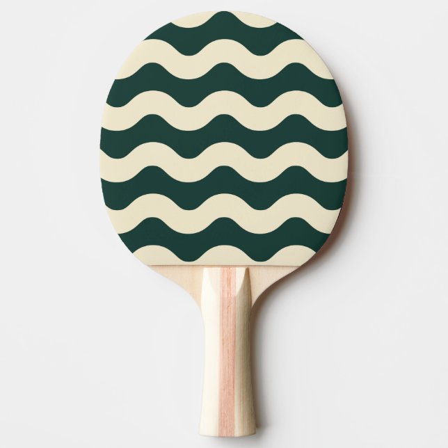 Wavy Stripe Sage Green Colour Ping Pong Paddle (Front)