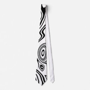 Wavy Striped Black White Neck Tie