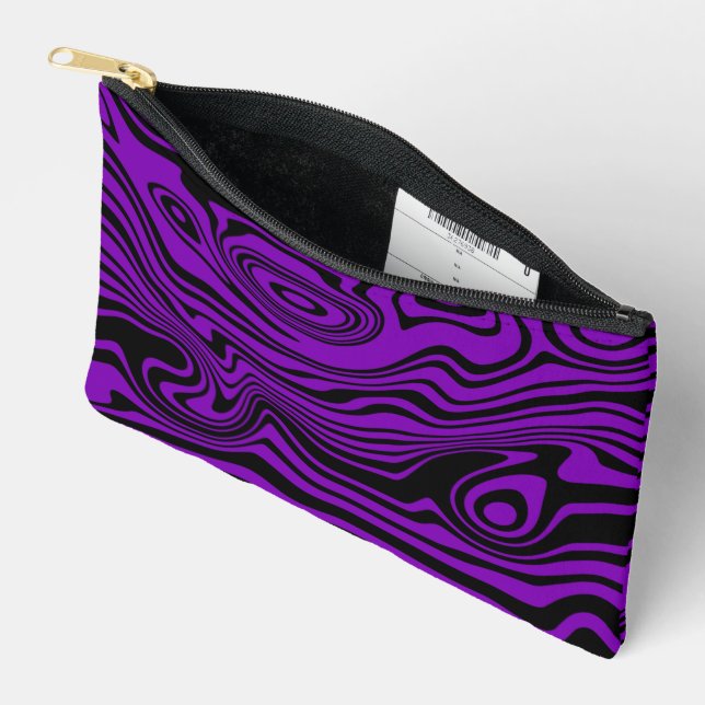 Wavy Striped Purple Black Accessory Pouch (Open)