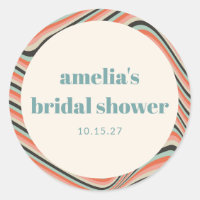 Wavy Stripes Aqua Peach Custom Bridal Shower