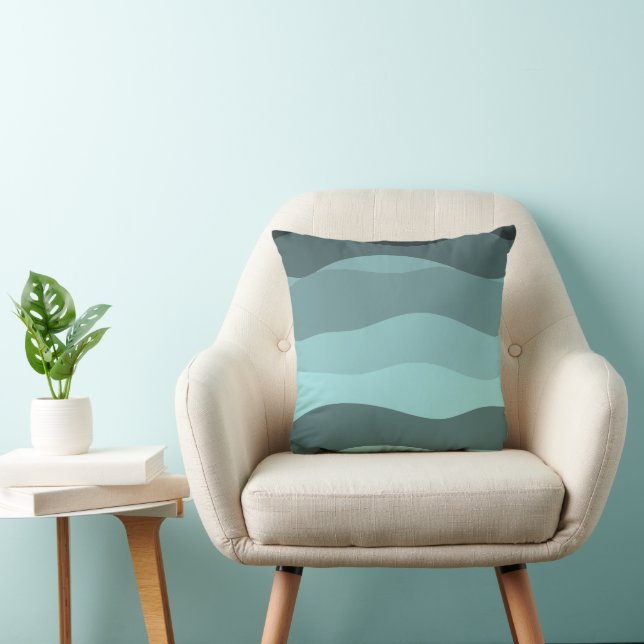 wavy stripes blue to green cushion (Chair)