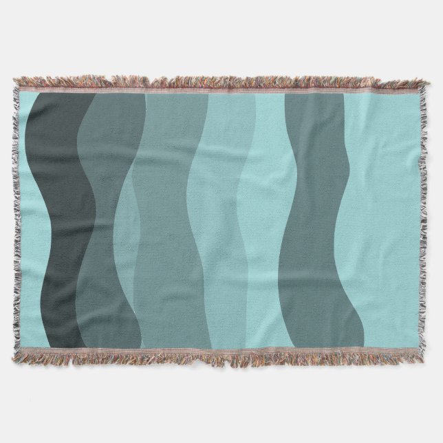 wavy stripes blue to green throw blanket (Front)