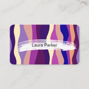Wavy Stripes Elegant Modern Curvy Purple Business Card