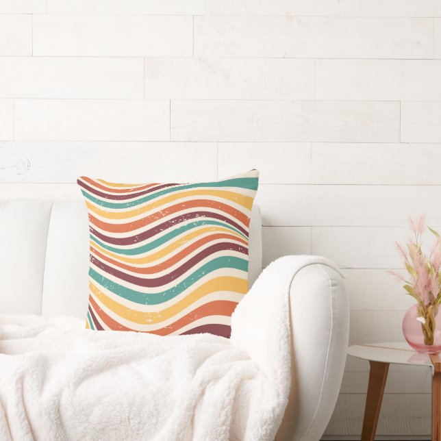 Wavy stripes, grunge. Retro Cushion (Couch)