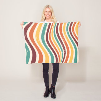 Wavy stripes, grunge. Retro Fleece Blanket