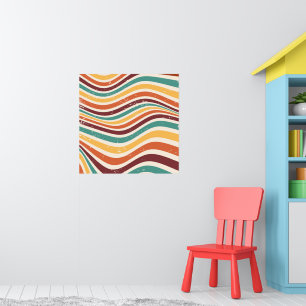 Wavy stripes, grunge. Retro Poster