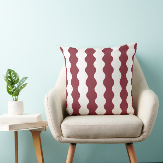 Wavy Stripes Modern Cottagecore Cranberry Couch Cushion