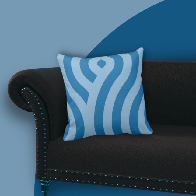 Wavy Stripes Repeat Pattern In Blue Cushion (Creator Uploaded)