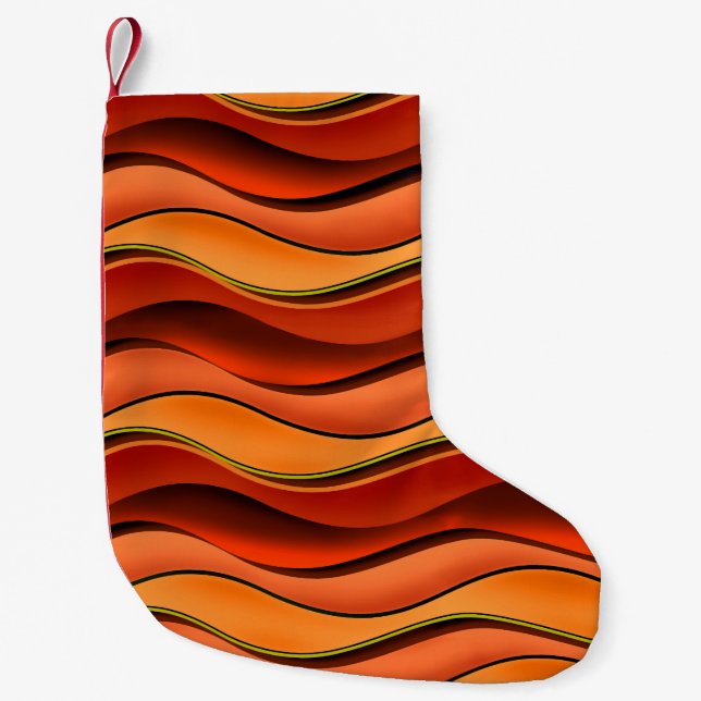 Wavy Stripes: Seamless Pattern Design. Small Christmas Stocking (Front)