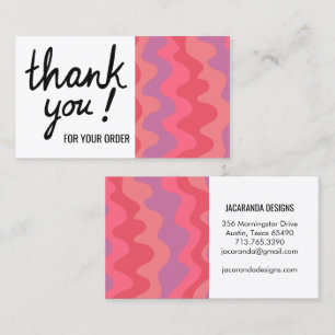 Wavy Stripes Thank You for Your Order Shopping Business Card