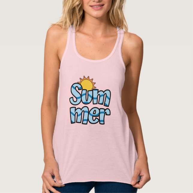 Wavy summer typography tropical  singlet (Front)