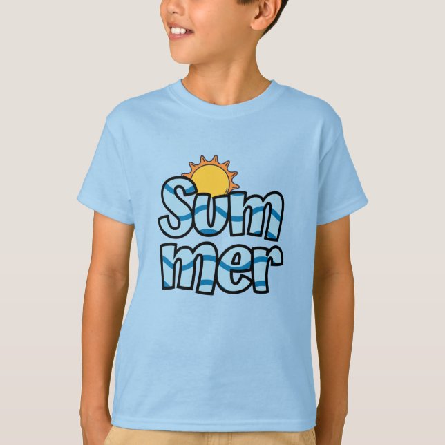 Wavy summer typography tropical  T-Shirt (Front)