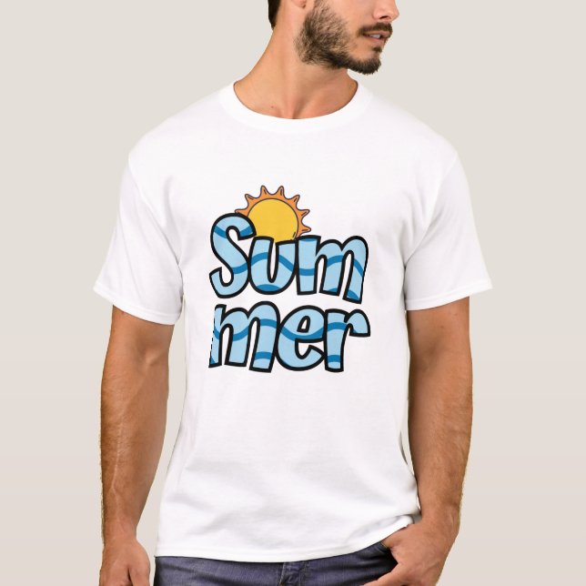 Wavy summer typography tropical  T-Shirt (Front)