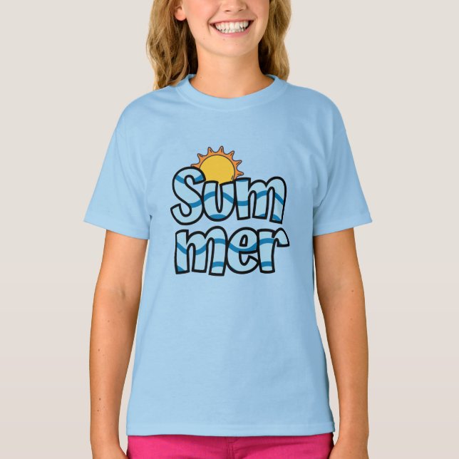 Wavy summer typography tropical  T-Shirt (Front)