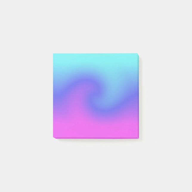 Wavy Swirl Pink Purple Blue Aqua Colour Flow Post-it Notes (Front)