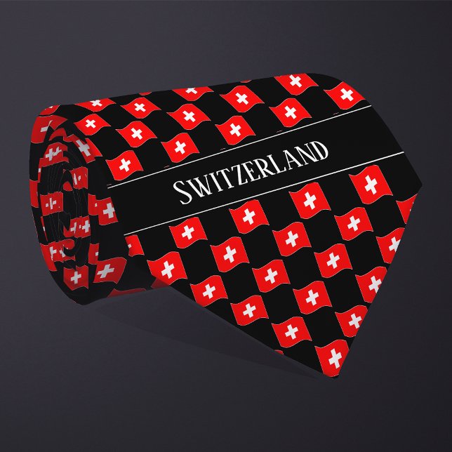 Wavy Switzerland Flag Pattern  Tie (Creator Uploaded)