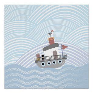 Wavy Tugboat Poster