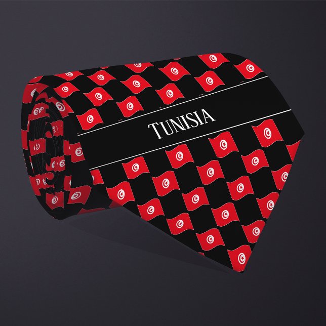 Wavy Tunisia Flag Pattern  Tie (Creator Uploaded)