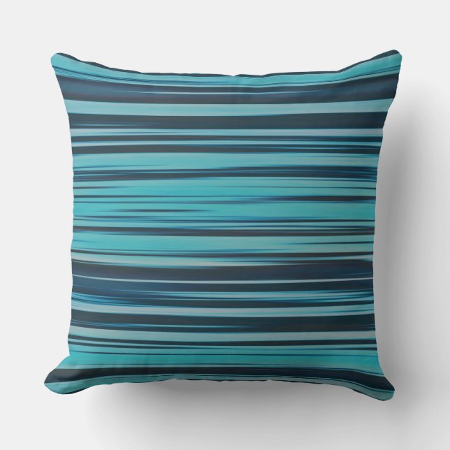 Wavy Turquoise and Blue Stripes Cushion (Front)