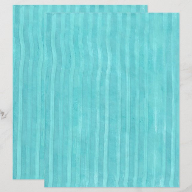 Wavy Turquoise and Teal Wavy Lines Scrapbook Paper (Front/Back)