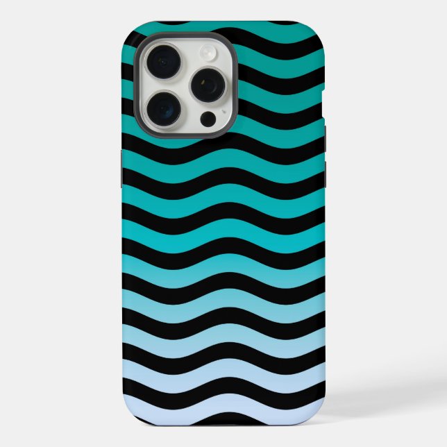 Wavy Turquoise Stripes iPhone Case (Back)