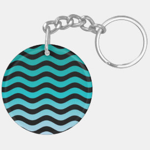 Wavy Turquoise Stripes Key Ring