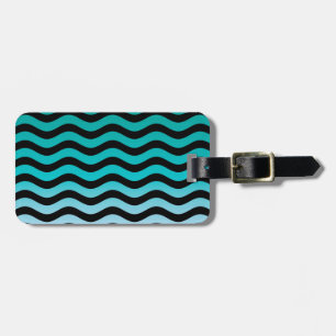 Wavy Turquoise Stripes Pattern Luggage Tag