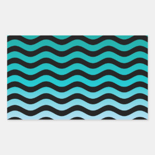 Wavy Turquoise Stripes Rectangular Sticker
