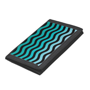 Wavy Turquoise Stripes Trifold Wallet