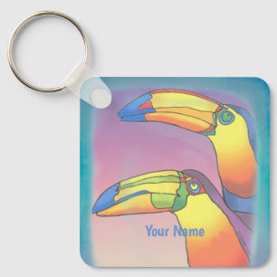 Wavy Two Toucans Key Ring