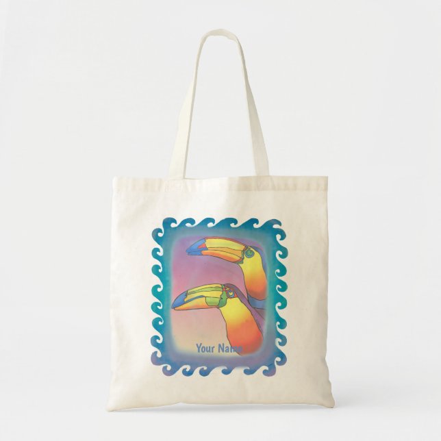 Wavy Two Toucans  Tote Bag (Front)