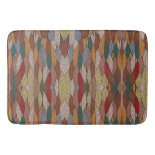 Wavy Unique Pattern with Pink Orange Brown Green   Bath Mat