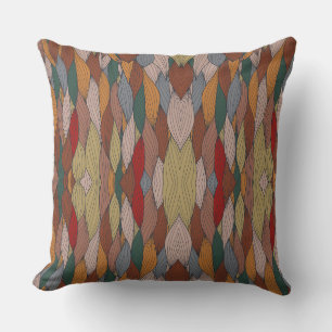 Wavy Unique Pattern with Pink Orange Brown Green Cushion