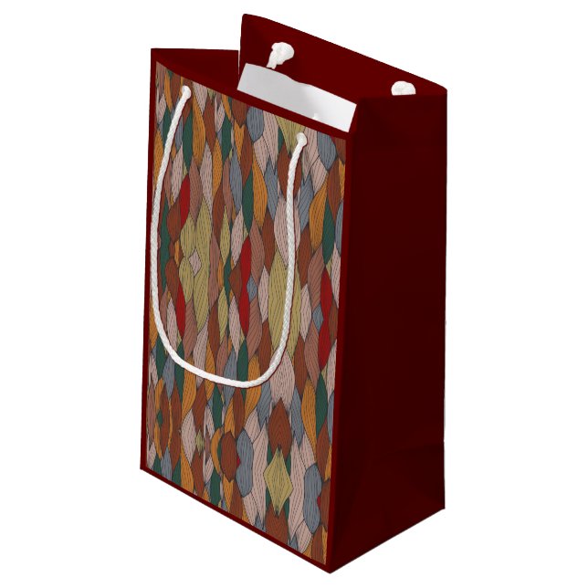 Wavy Unique Pattern with Pink Orange Brown Green   Small Gift Bag (Back Angled)