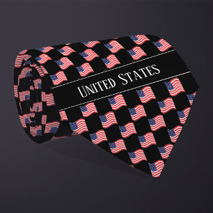 Wavy United States Flag Pattern  Tie