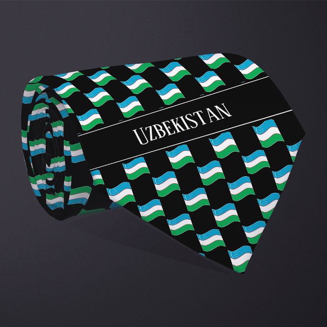 Wavy Uzbekistan Flag Pattern  Tie (Creator Uploaded)