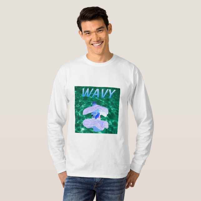 Wavy Vaporware Crew neck Sweatshirt T-Shirt (Front Full)