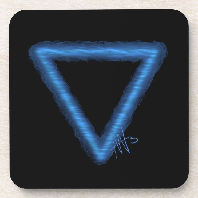 Wavy Water Element Alchemy Symbol Coaster (Front)