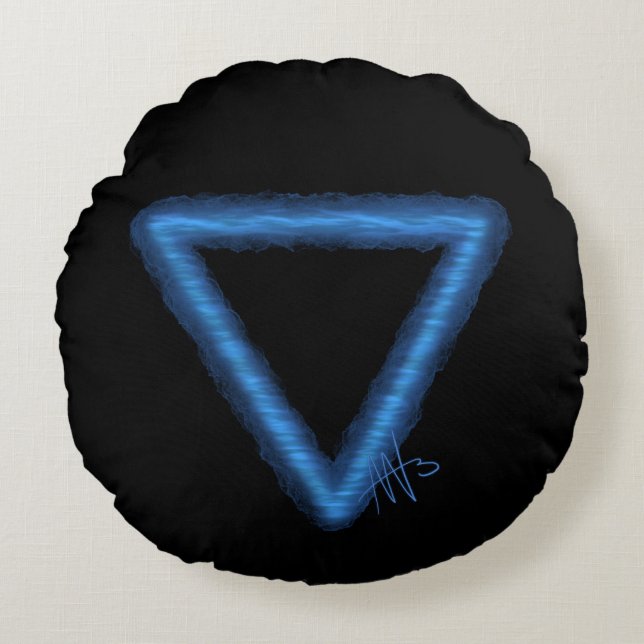 Wavy Water Element Alchemy Symbol Round Cushion (Front)