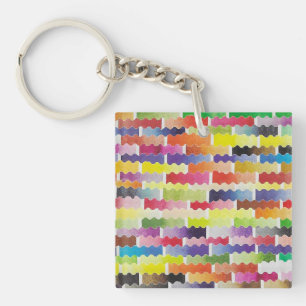 wavy watercolor swatches key ring