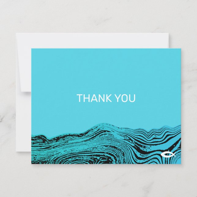Wavy Waters Jesus Fish Thank You Card (Front)