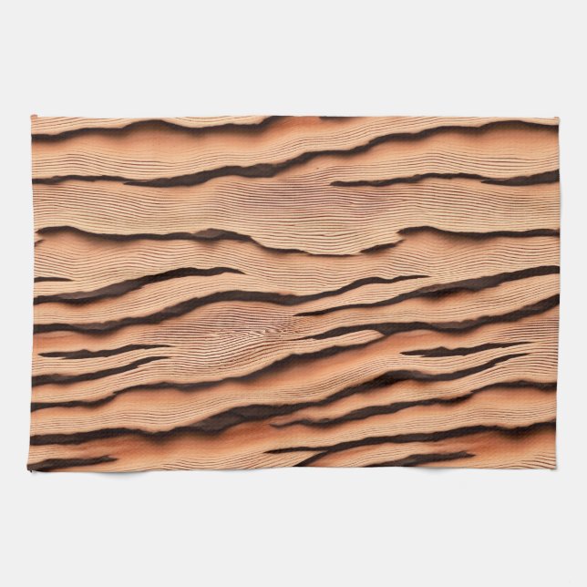 Wavy Wood‑Grain Pattern  Tea Towel (Horizontal)