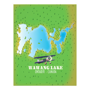 Wawang Lake Ontario Canada lake map Photo Print