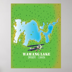 Wawang Lake Ontario Canada lake map Poster