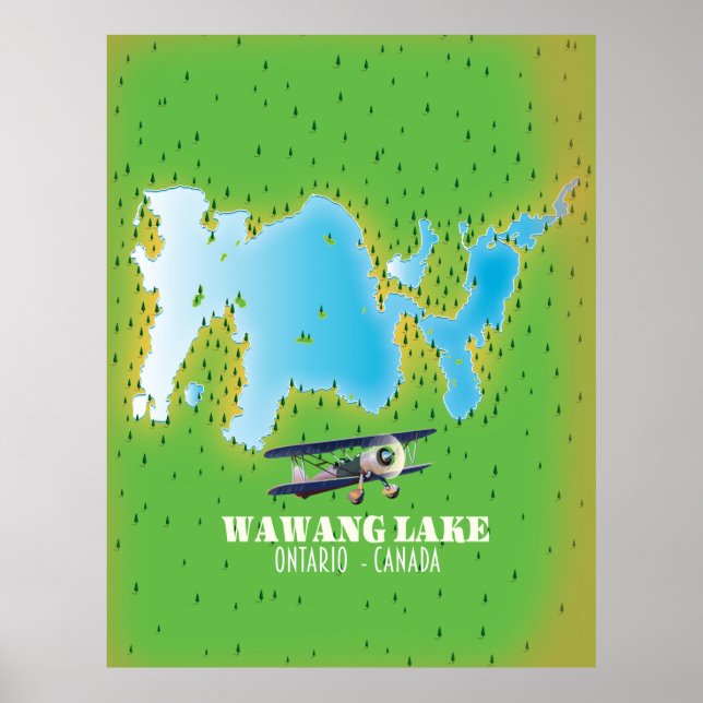 Wawang Lake Ontario Canada lake map Poster (Front)