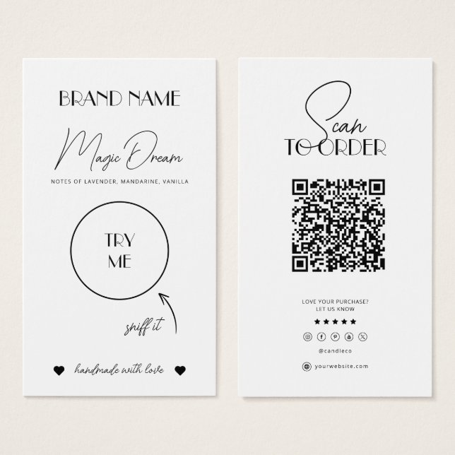 Wax Melts, Candle Scent Card, Candle Sample Insert (Front & Back)