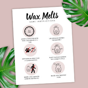 Wax Melts Care Card Warning Instructions Feminine